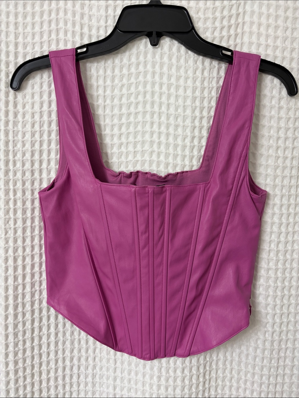 7 For All Mankind Faux Leather Pink Smocked Corset Bustier Top Medium